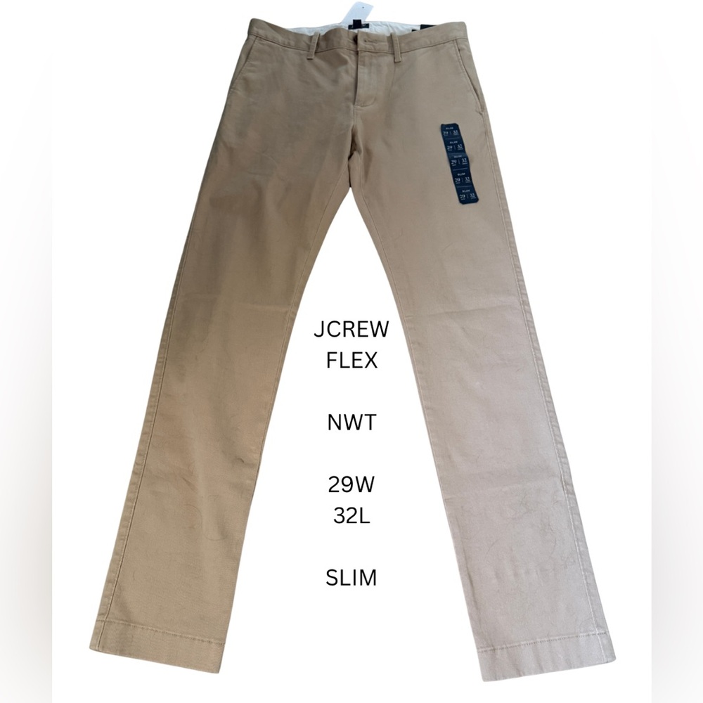 NEW WITH TAGS  J CREW FLEX SLIM PANTS     SIZE:  29W / 32L BRITISH KHAKI